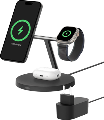 Belkin Pro Qi2 3-in-1 Trådlöst laddstativ 15 W Svart