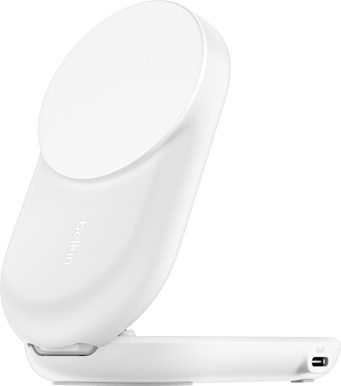 Belkin UltraCharge 2-i-1 hopfällbar magnetisk laddare med Qi2 25W - Vit
