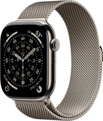 Apple Watch Series 11 (46mm) M/L Titan Milanesisk loop eSIM Naturlig