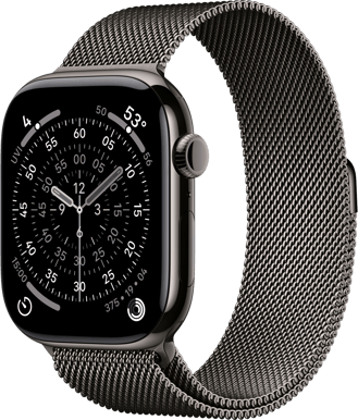 Apple Watch Series 11 (46mm) M/L Titan Milanesisk loop eSIM Skiffer