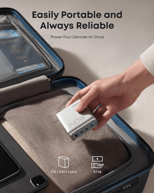 Anker 140W 4-ports GaN-laddare inklusive 240W USB-C kabel 1.5m Silver