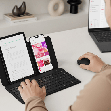 Satechi OntheGo Bluetooth Tangentbord med stativ Svart