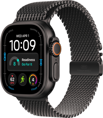 Apple Watch Ultra 4 (49mm) M Svart titan Milanesisk Loop