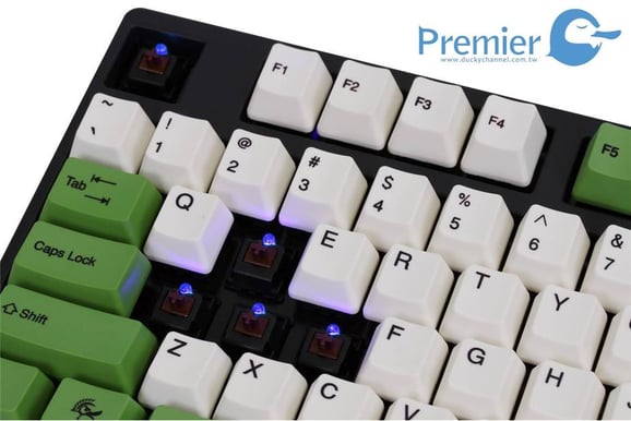 Ducky Premier Green & White PBT dyesub MX Red