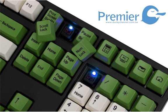 Ducky Premier Green & White PBT dyesub MX Green