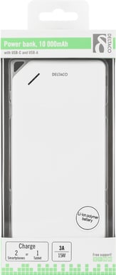 DELTACO Powerbank USB-C 10 000 mAh Vit