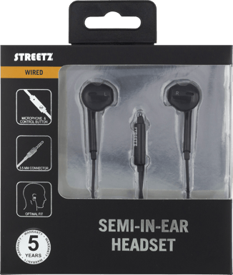 STREETZ Headset 3,5mm Svart