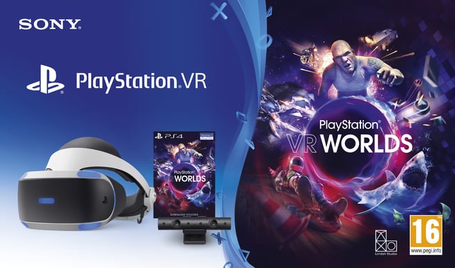 Sony Playstation VR PSVR + Camera v2 + VR Worlds v2