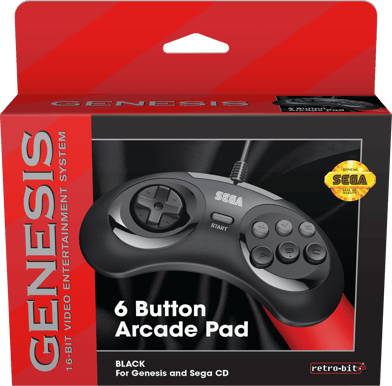 Retro-Bit SEGA MD 6-Button Pad Black