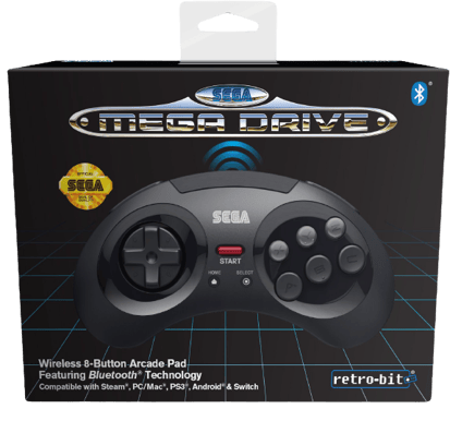 Retro-Bit SEGA MD 8-Button BT Pad Black