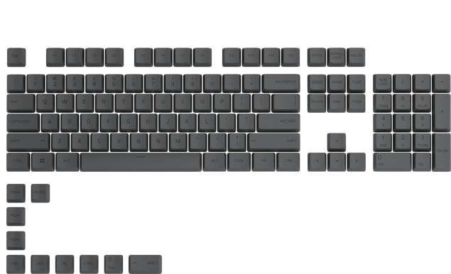 Glorious GPBT Keycaps - 114 PBT Caps, ANSI, US Layout, Svart