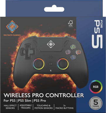 DELTACO Gaming PS5-kontroller Svart