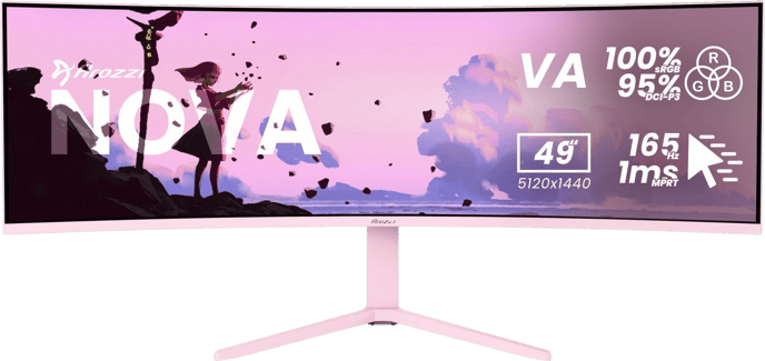 Arozzi Nova 49" Curved Pink VA DQHD (1500R) 165Hz