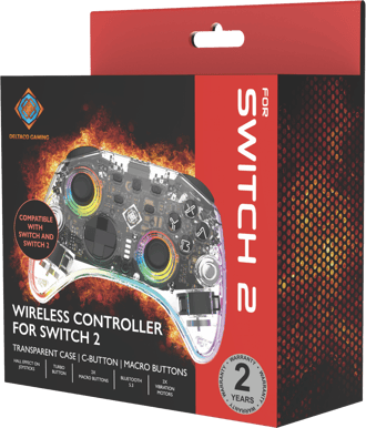 DELTACO Gaming Switch 2 kontroller BT - Transparent