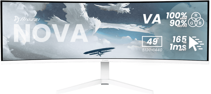 Arozzi Nova 49" Curved v2 White VA DQHD (1500R) 165Hz