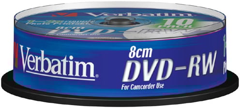 DVD-RW Verbatim 1,46GB 8cm 2x 10p Spindel