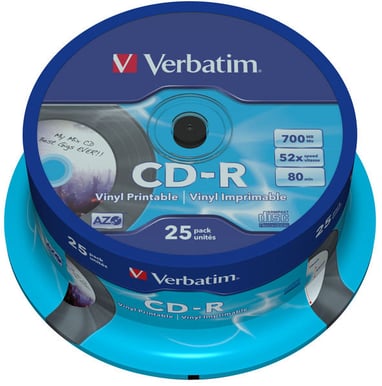 CD-R Verbatim 700MB 52x 25p Vinyl, Printable