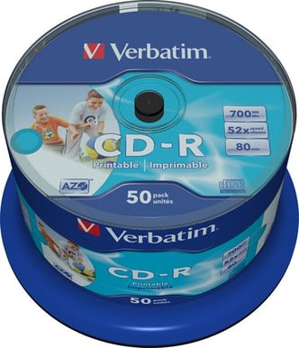 CD-R Verbatim 700MB 52x 50p Wide photo Spindel