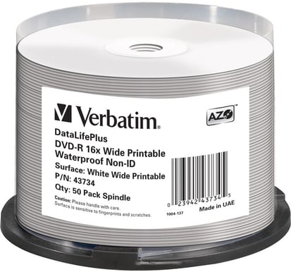 DVD-R Verbatim 4.7GB 16X 50p Spindel, Wide Glossy