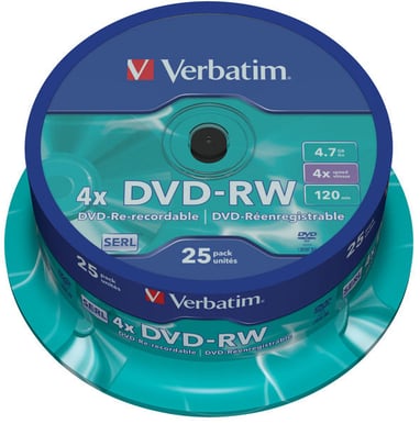 DVD-RW Verbatim 4.7GB 4X 25p Spindel
