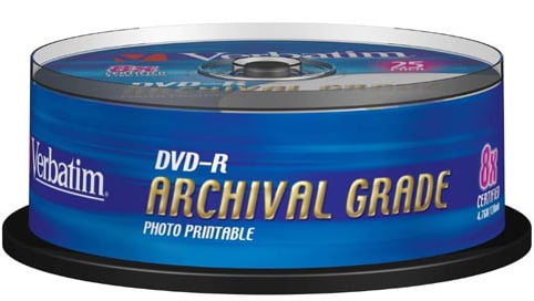 DVD-R Verbatim 4.7GB 8X 25p Archival Grade
