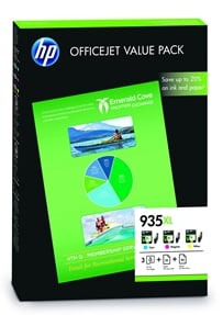 Bläckpatron HP 935 XL Värdepaket C/M/Y + 75 ark (A4)