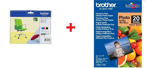 Bläckpatron Brother LC225+229 Värdepaket + 20 Fotopapper