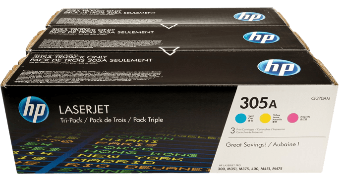 Toner HP 305A C/M/Y 3-pack