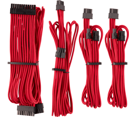 Corsair Sleevade Kablar Type 4 Gen 4 Startkit -Röd