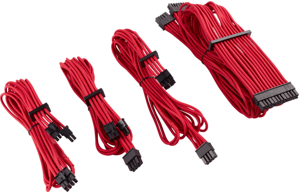 Corsair Sleevade Kablar Type 4 Gen 4 Startkit -Röd