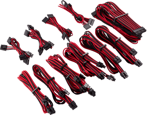 Corsair Sleevade Kablar Type 4 Gen 4 PRO -Svart/Röd