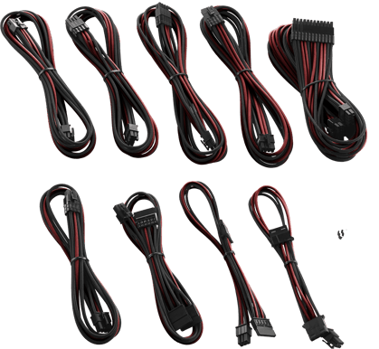 CableMod PRO ModMesh C-Series Kit RMi/RMx/RM - Svart/Blodröd