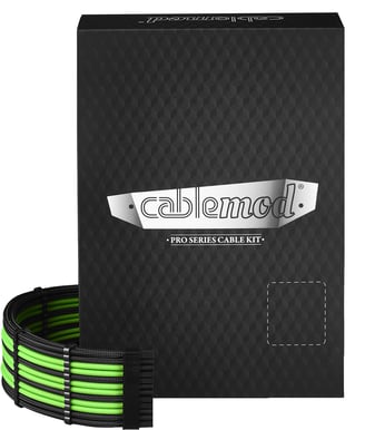 CableMod PRO ModMesh C-Series Kit RMi/RMx/RM - Svart/Ljusgrön