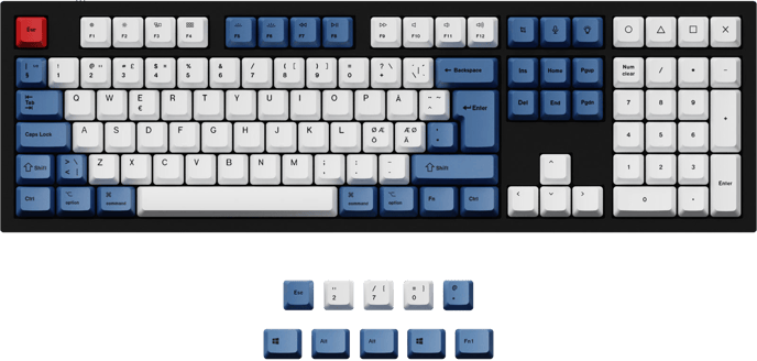 Keychron Q3/Q4/Q6/K8 PBT Modern Blue Keycap set ISO Nordic