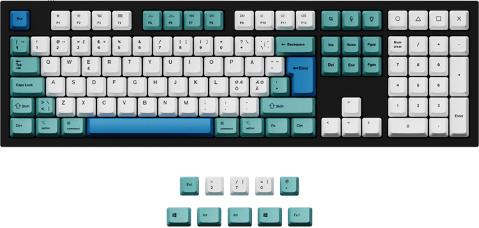 Keychron Q3/Q4/Q6/K8 PBT Iceberg Keycap set ISO Nordic