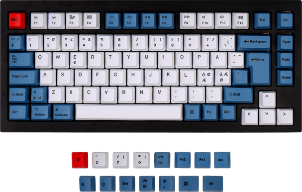 Keychron Q1/Q2/K2 PBT Modern Blue Vibe Keycap set ISO Nordic