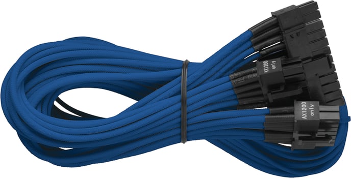 Corsair AX1200 sleeved cables, Blå