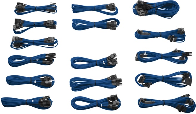 Corsair AX1200 sleeved cables, Blå