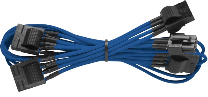 Corsair AX1200 sleeved cables, Blå