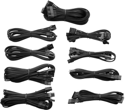 Corsair AX850/750/650 sleeved cables, Svart