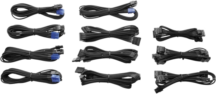 Corsair HX/TXM/CXM sleeved cables, Svart
