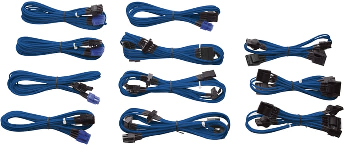 Corsair HX/TXM/CXM sleeved cables, Blå