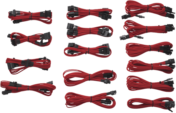 Corsair Sleeved cables, Röd