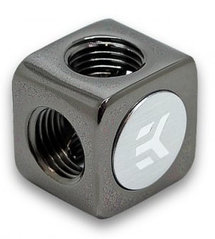 Adapter, EK-AF X-Splitter 4F G1/4 -Svart Nickel