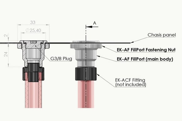 EK-AF Fillport G1/4 -Svart Nickel
