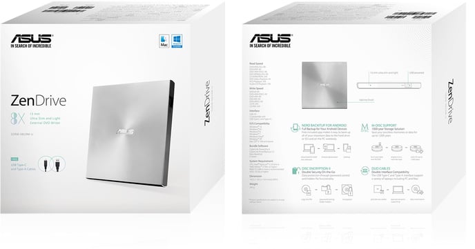 ASUS Extern DVD-brännare ZenDrive U9M Silver