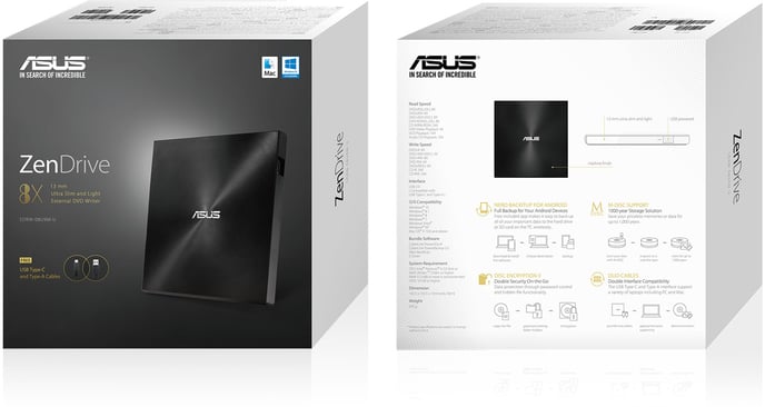 ASUS Extern DVD-brännare ZenDrive U9M Svart