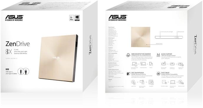 ASUS Extern DVD-brännare ZenDrive U9M Guld
