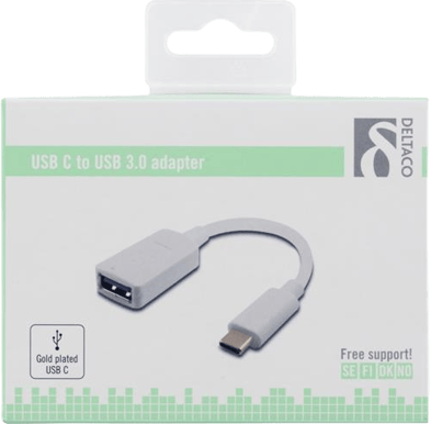 DELTACO USB 3.1 Adapter C ha till USB A ho Vit