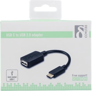 DELTACO USB 2.0 Adapter C ha till USB A ho Svart